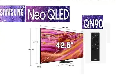 SAMSUNG QLED TV-43"SMART-NEO-QN-43Q90-INBOX WARRANTY-$549-no tax, View more