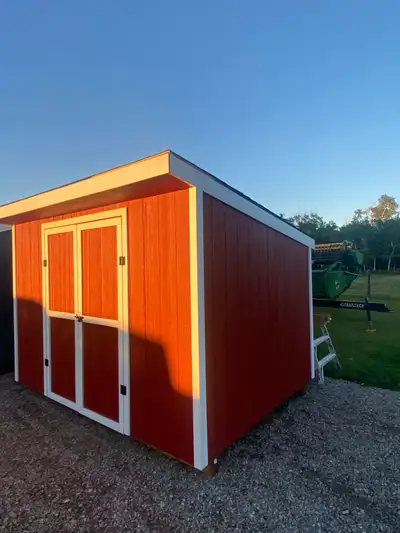 Lean too style garden shed for sale. Smart board siding and asphalt shingles with rhino liner. 4x6 t...
