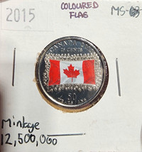 2015 coloured flag quarter canada. Uncirculated mint state.