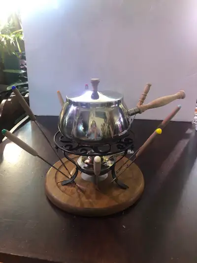 Stainless Fondue Pot with Stand,Base, forks., View more