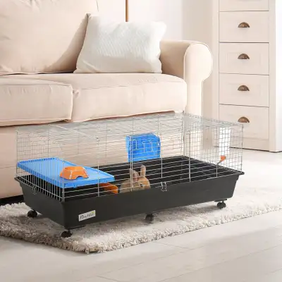 47" Small Animal Cage, Rolling Guinea Pig Cage with Food Dish, View more