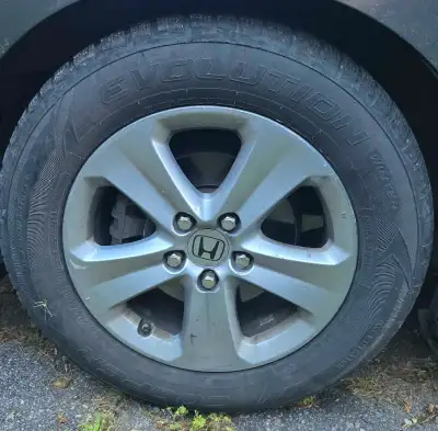 Winter tires (without rims), at least one or two seasons left on 3 of them; one tire has a plug and...