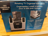 Rotating TV Remote Organizer with Clock