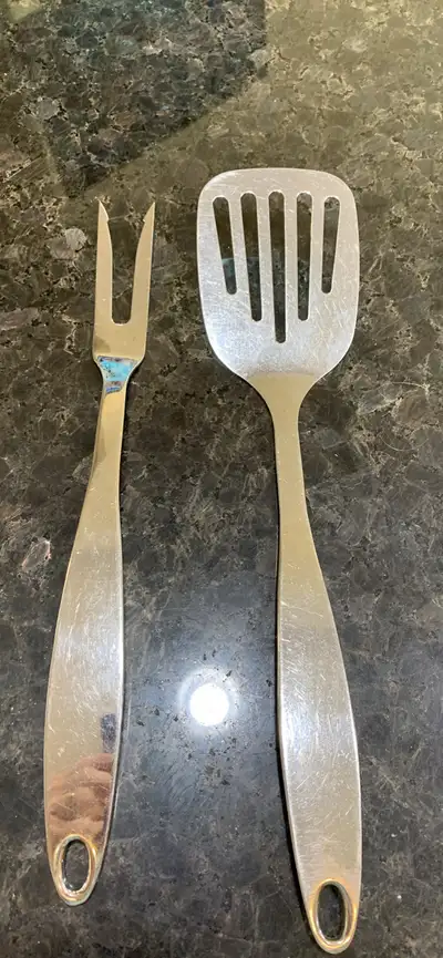 Inox stainless steel BBQ flipper and fork, View more