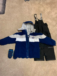 Oilers Winter Jacket, ski pants, mittens size 6