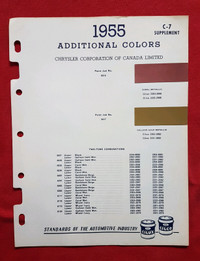 1955 DODGE CHRYSLER PLYMOUTH Colour / Paint Chips CIL