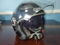 LS2 569 Black Motorcycle Open-face Helmet with Dual Shields -Med