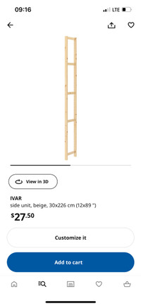 Ikea IVAR 30*226cm shelving side unit