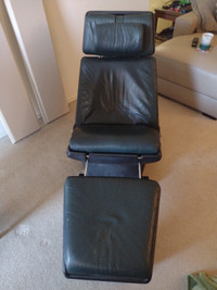 Leather lounge chair and automan