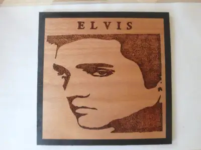 ELVIS 9.5 X 9.5 Wood Burning Plaque Portrait, View more