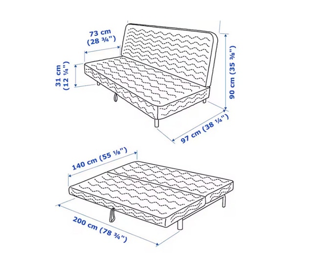 IKEA NYHAMN Futon Couch / Sofabed BRAND NEW With Mattress Couches