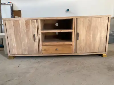 Console Media 59 po Modern avec Tiroir,Armoire de Rangement et Tablette Ouverte en Bois de Grange….