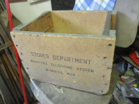 1960s MANITOBA TELEPHONE STORES DEPARTMENT WOOD BOX CRATE $20.