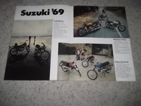 1969  Suzuki Motorcycle  Brochure   4 page original..