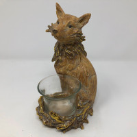 Resin Fox Votive Candle Holder Winter