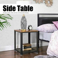 Side Table, Nightstand, End Table with Storage Shelf