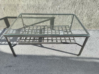 Outdoor Metal with Glass Top Patio Table 