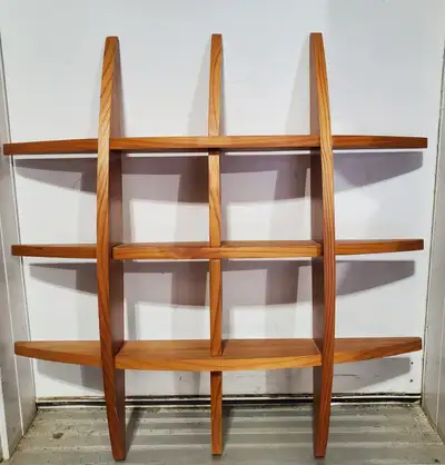 CURVED WOODEN FLOATING WALL SHELF. # I Will NOT respond to Is it available # Price is firm, no offer...
