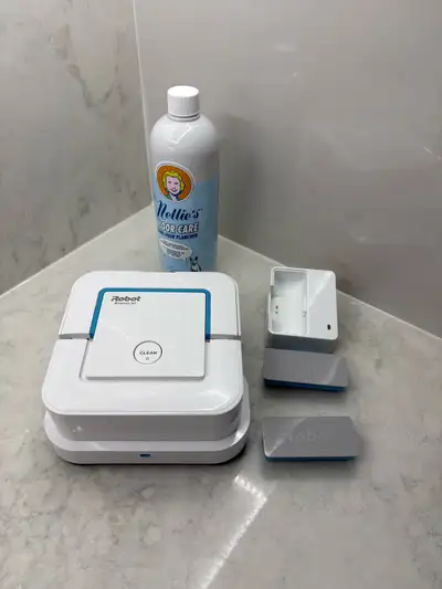 Like new Robot Mop, iRobot braava jet 240 with extra battery, and brand new Nellie’s floor cleaner.