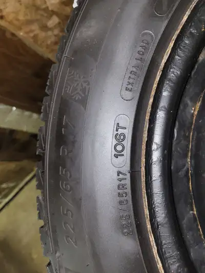 Michelin Ice-X Snow SUV Winter Tire - 225/65R17 - Steel Rims. Four tires, lightly used, steel rims i...