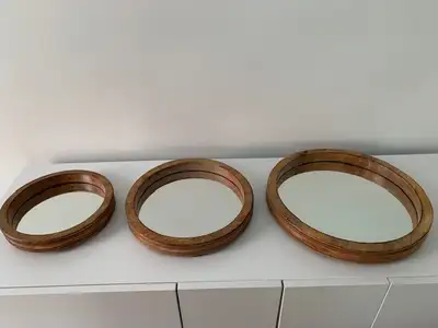 3-Piece Decorative Wood Frame Mirror Set, View more