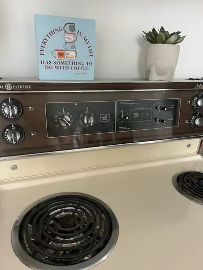 Doit partir la semaine prochaine absolument! Four cuisinière general electric bois, crème et noir. (...