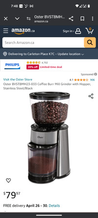 Oster coffee burr mill grinder with hopper