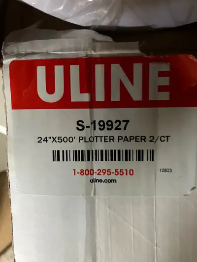 White 24" x 500' roll of plotter paper $15.00 per roll. Great for arts and crafts can use it as a ta...