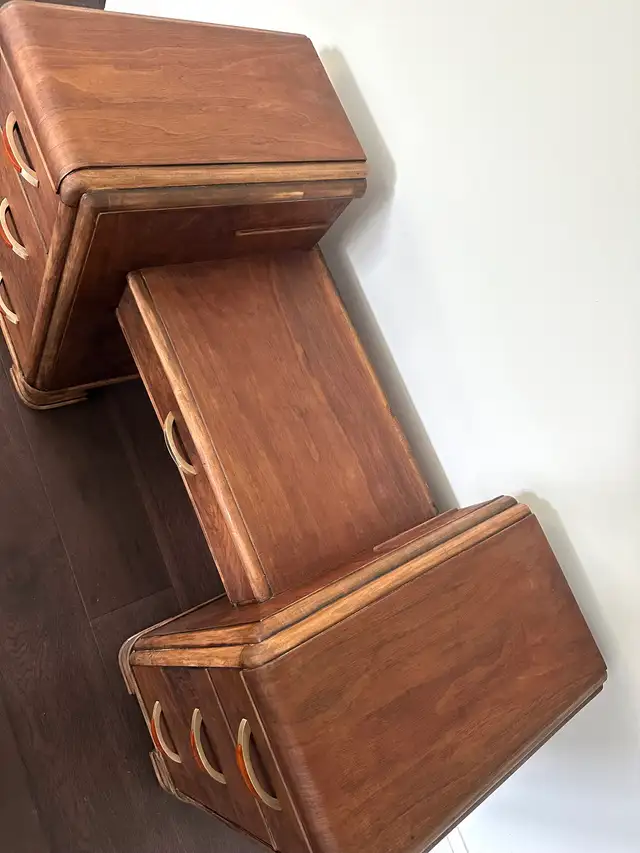 1930s Art Deco Waterfall Child Size Desk / Vanity solid wood in Desks in Oakville / Halton Region - Image 4