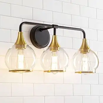 Black & Gold 3-Light Bathroom Vanity Light – New in Indoor Lighting & Fans in Oakville / Halton Region - Image 2