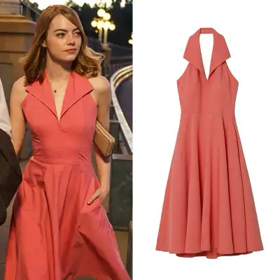 LALALAND TANGERINE LARGE LAPEL DRESS, View more
