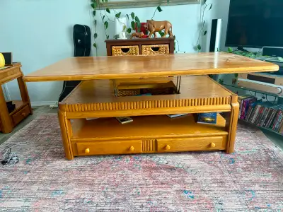 Solid Wood Lift Top Coffee Table & 2 End Tables, View more