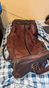 Large leather duffle bag