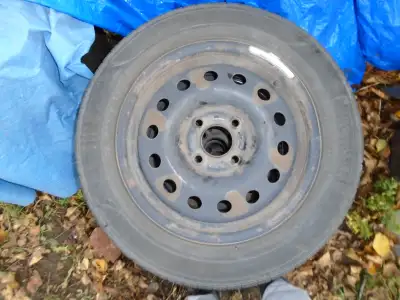 Tires are 195 60R 15, rims are 15 inches. Tires in fair condition, rims are steel . They also fit Fo...