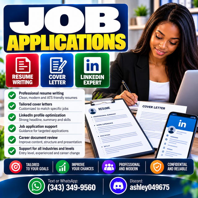 JOB APPLICATIONS, RESUME WRITING, COVER LETTER, LINKEDIN EXPERT