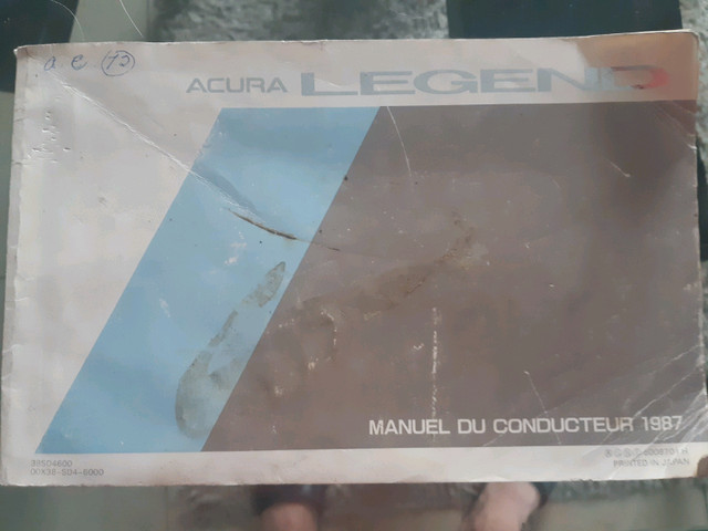 Manuels Acura Legend 1987 dans Autre  à Saint-Jean-sur-Richelieu - Image 2