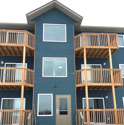 -unique six-plex two bedroom apartment for rent with independent rear entrance from back deck & trad...