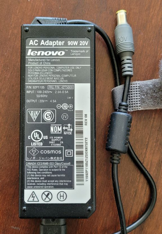 Lenovo power supply 92P1105 90W 20V 4.5A in Cables & Connectors in Oakville / Halton Region