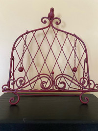 Red Shabby Chic Table Top Metal Wrought Iron Cookbook Stand Ease