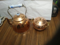 Copper kettle and pot. Excellent condition.