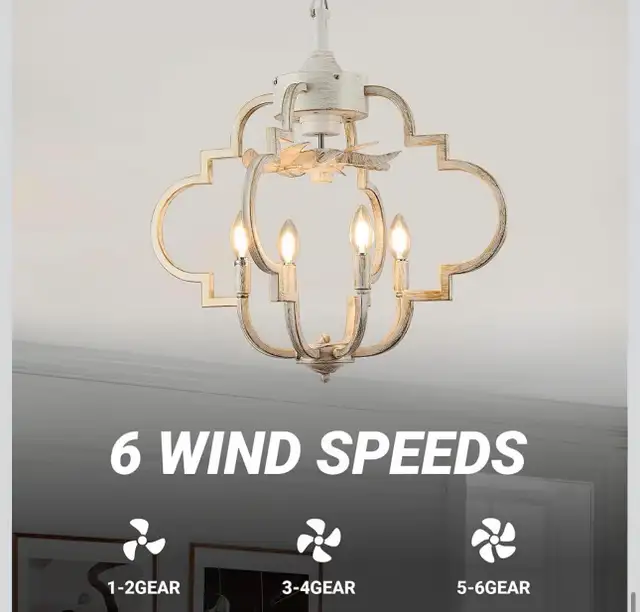 Farmhouse Lantern Chandelier Fan, 20" Rustic Caged Ceiling Fan in Indoor Lighting & Fans in Kitchener / Waterloo - Image 8