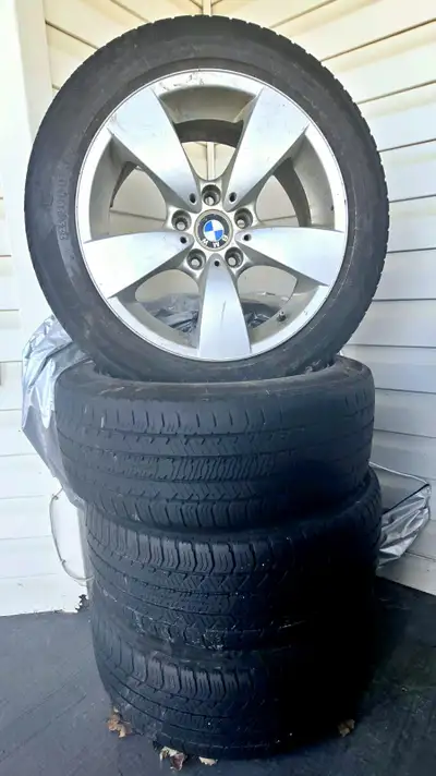 General Evertrek GT 225 / 50 R 17. Set of 4 c/w 17-inch BMW (OEM) 5 stud aluminum wheels. Tires have...