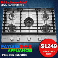 Kitchenaid KCGS550ESS 30" 5 Burner Gas Cooktop With 17K BTU