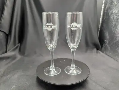 Vintage Martini & Rossi Branded Champagne Flutes – Pair, View more