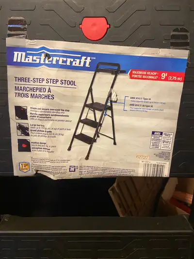 Mastercraft step ladder with multi level control shelf