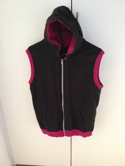 American Apparel Sleeveless Magenta/Black Hoodie - Size M, View more