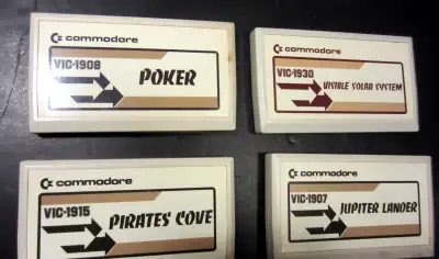 Vintage Commodore 64 Game Cartridges JJDE-402 Vic1907 Jupiter Lander $20 Vic 1908 Poker $20 Vic 1915...