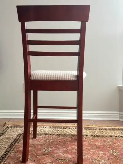 Bar stools ! 2 pcs . Wooden with upholstered seats., View more
