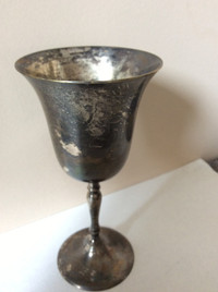 25 yr WEDDING ANNIV. SILVER GOBLET  NEVER USED> TARNISH INCLUDED