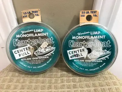 Vintage Wordens LIMP MONOFILAMENT 15 lb & 25lb Test Nylon Dispen, View more
